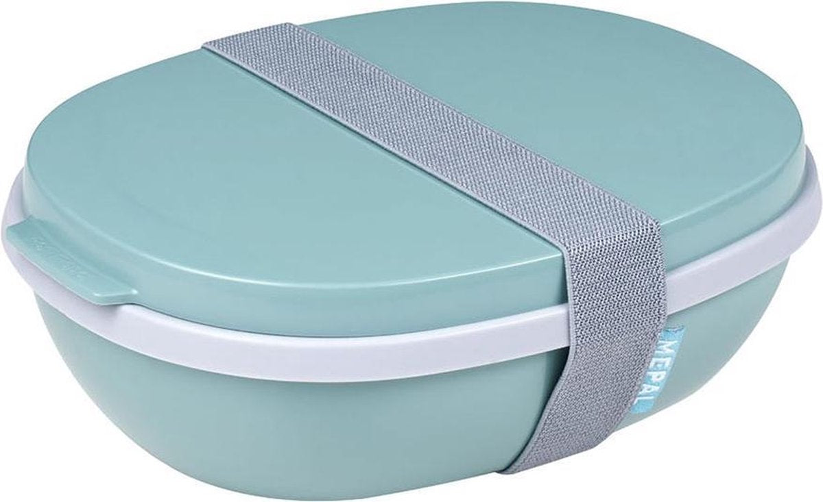 Mepal – Lunchbox Ellipse duo – Lunchbox voor volwassenen en saladebox to go– Nordic green – Magnetronbestendig