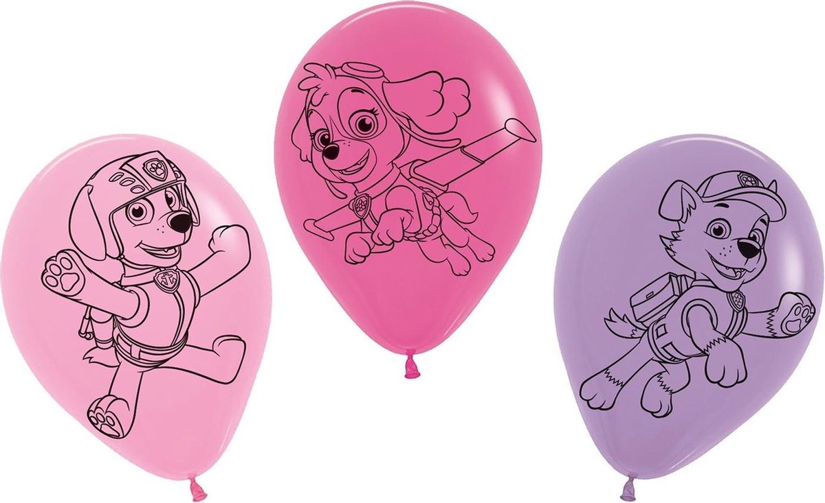 Tib Ballonnen Paw Patrol 30 Cm Latex Roze/paars 5 Stuks