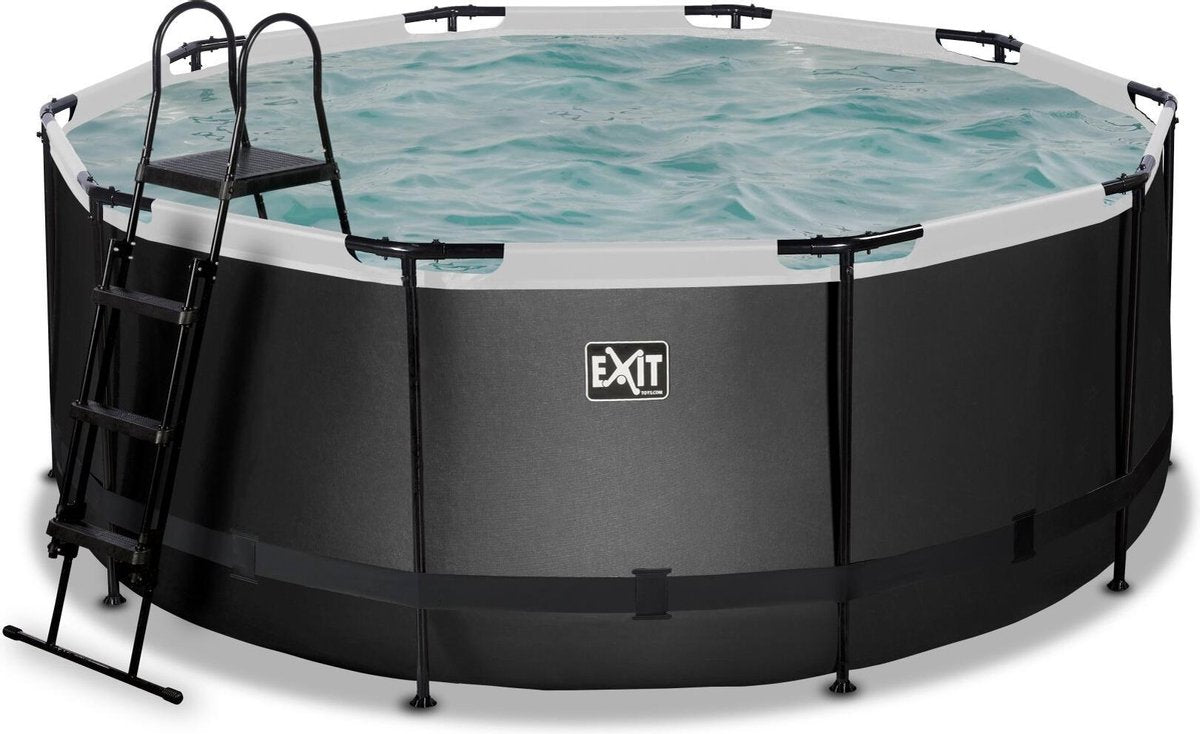 EXIT Black Leather zwembad ø360x122cm met zandfilterpomp - zwart