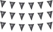 Set van 5x stuks vlaggenlijnen slingers zwart Halloween/horror spinnenwebben van plastic 10 meter - versieringen