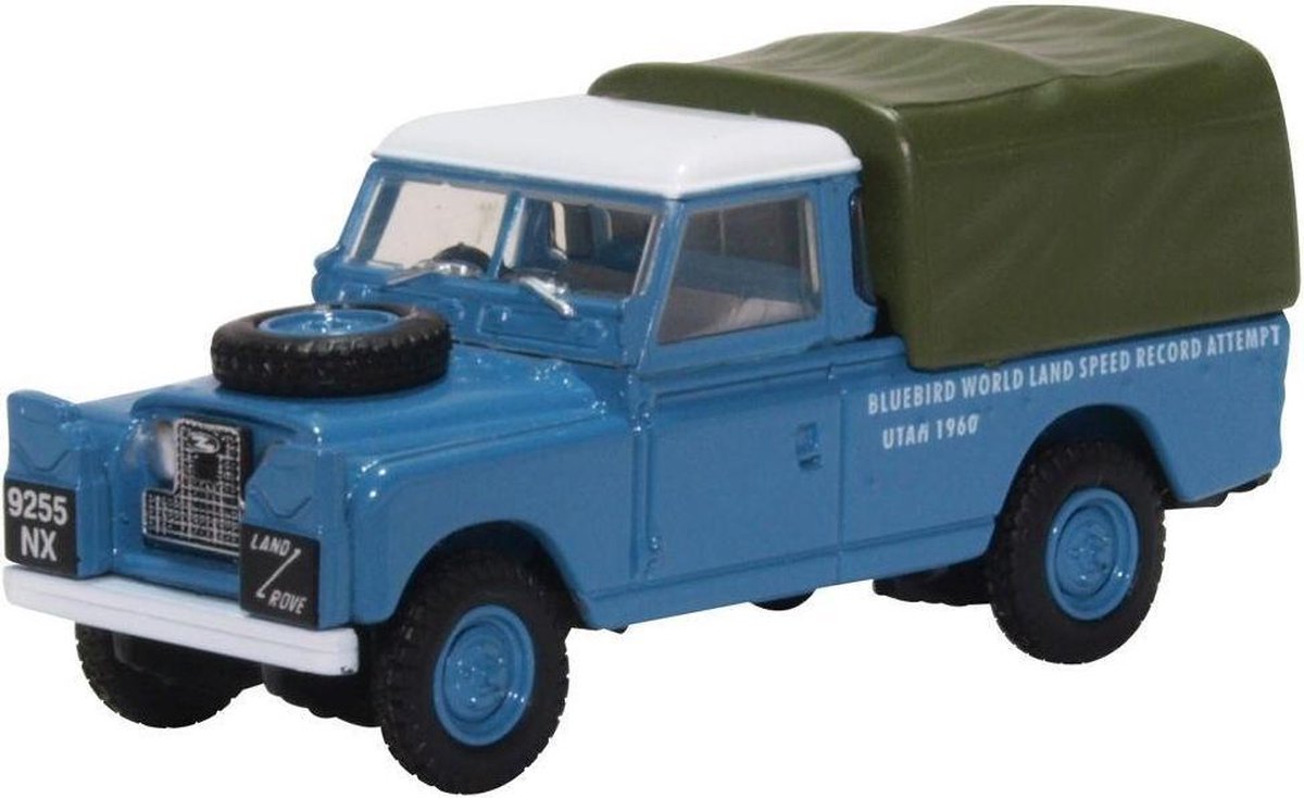 OXFORD Land Rover SERIES 2  LWB CANVAS BLUEBIRD LAND SPEED RECORD 1960 schaalmodel 1:76