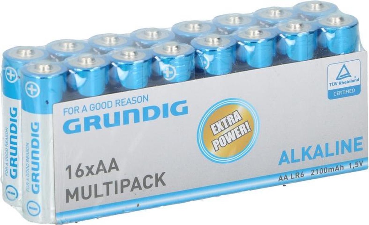 Grundig R06 AA batterijen 1.5 volt 16 stuks - Alkaline batterijen - Voordeelpak