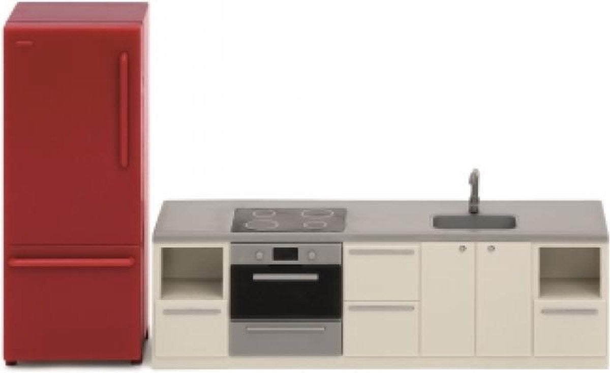 Lundby poppenhuis Basic - Keukenset bruin/grijs