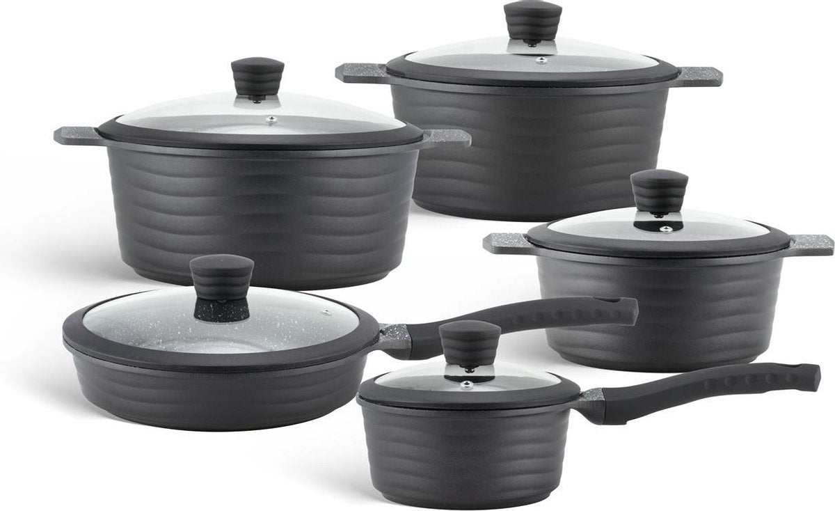Edënbërg Black Line - 10-delige Luxe Pannenset van Gesmeed Aluminium