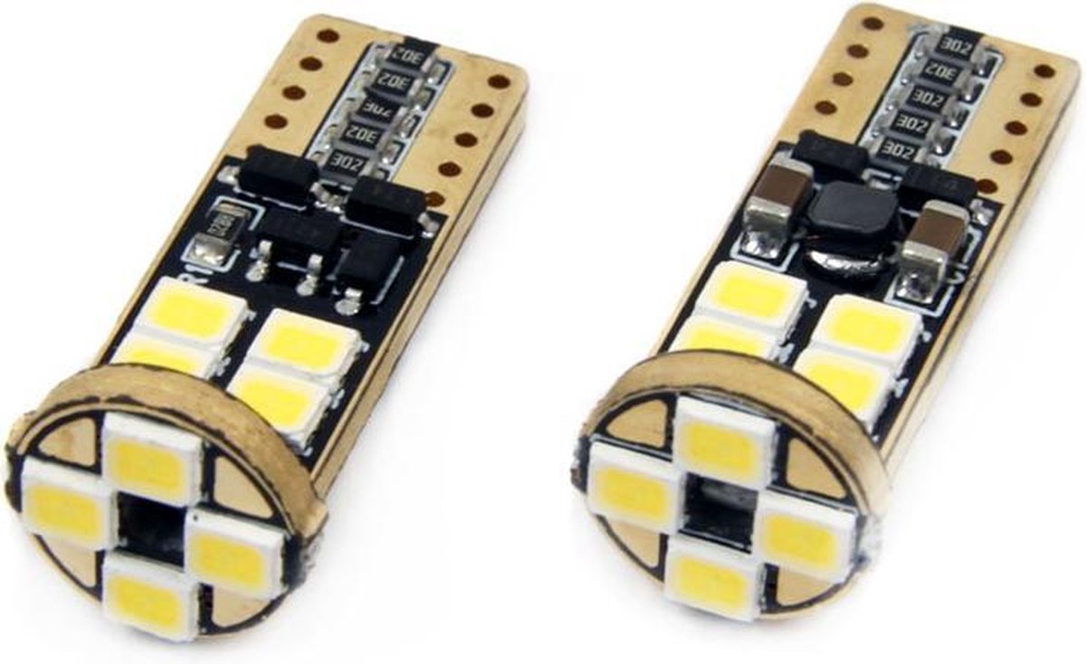 T10 - 2835 - 12 SMD - CANBUS - 2 stuks - Wit