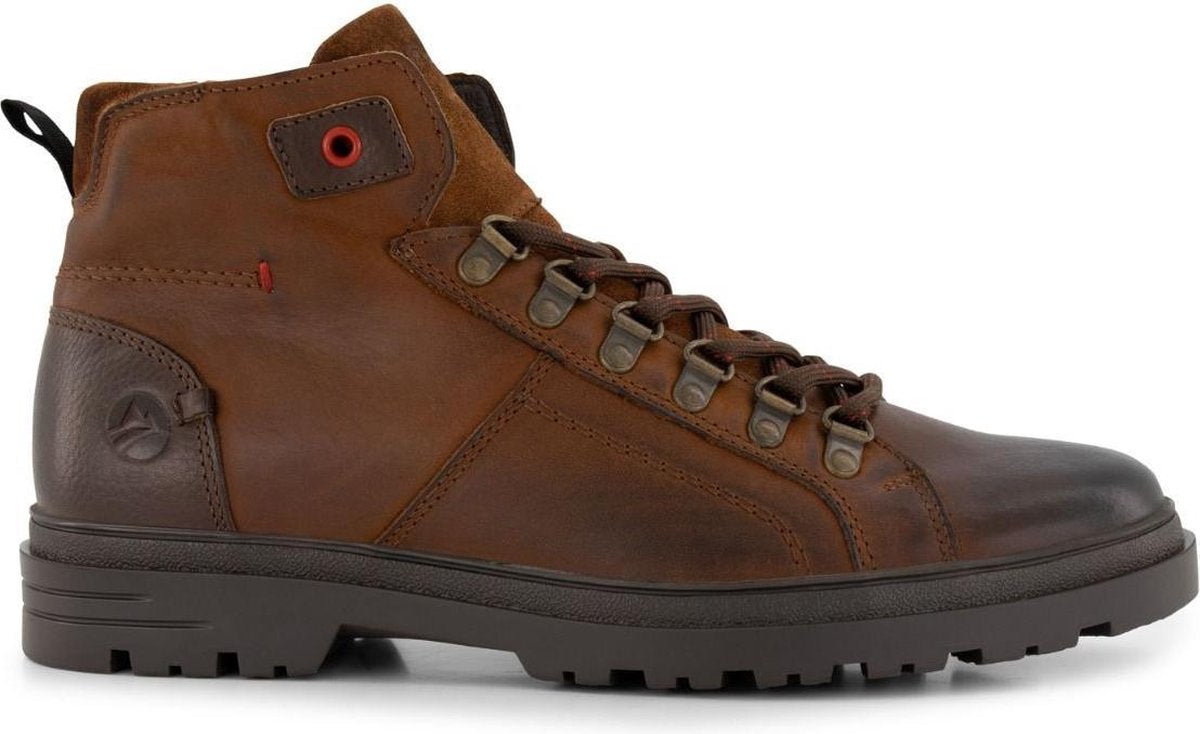 Travelin' Skaidi Heren - Comfort leren veterschoenen met rits - Sneakers - Cognac Leer - Maat 43