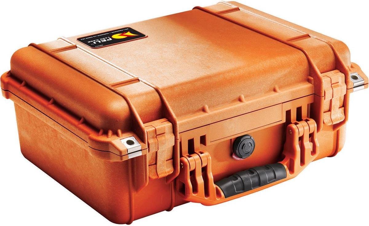 Peli 1450 Waterdichte Camerakoffer Oranje met Foam Interieur