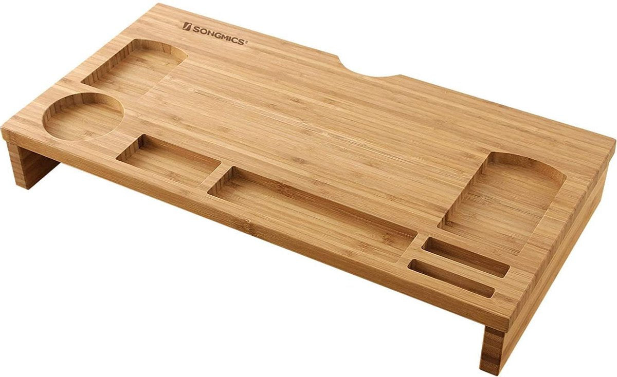 EQS Monitor standaard - Monitor verhoger – Bamboe Luxe Monitor verhoger - Met opbergvak