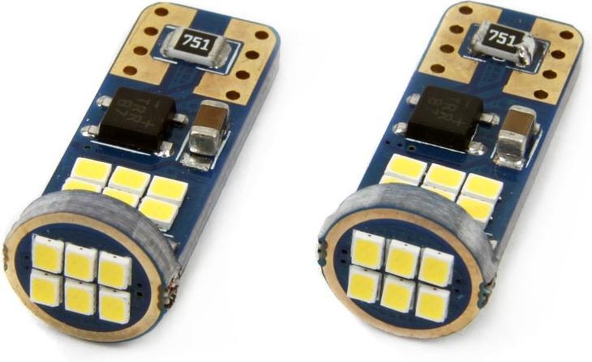 T10 - 2016 - 18 SMD - CANBUS - 2 stuks - extra fel