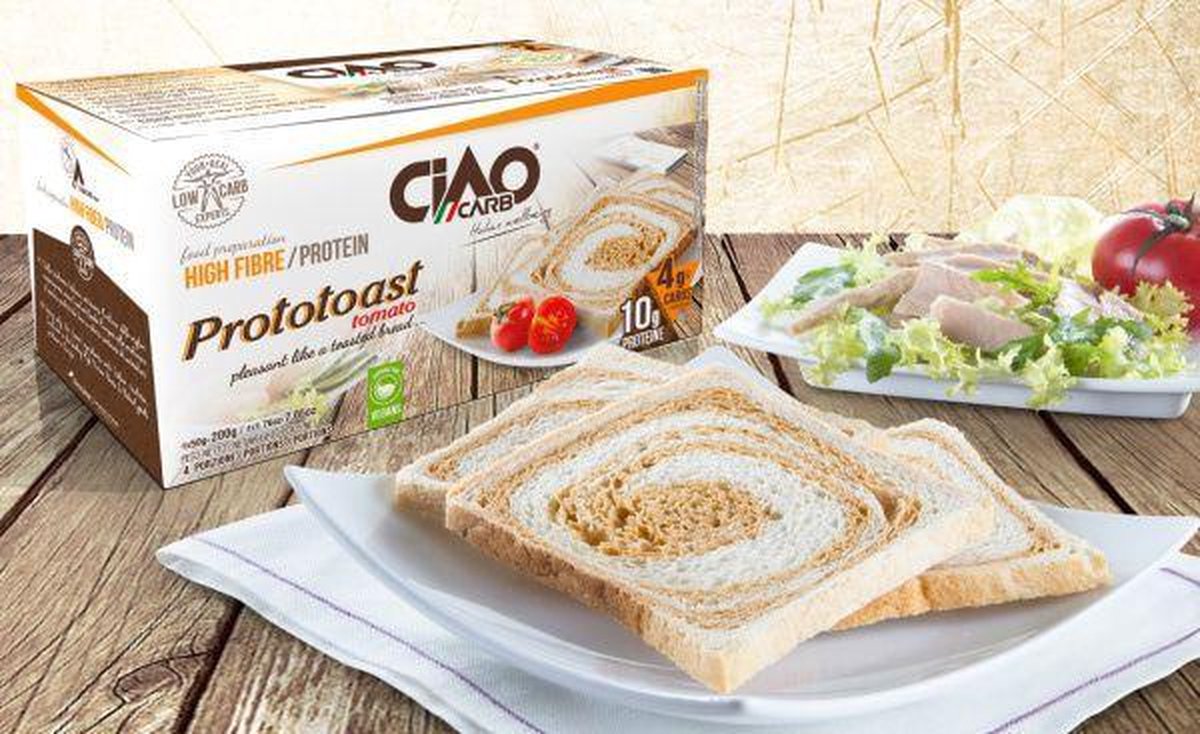 Ciao Carb |   Prototoast Tomaat | Stage 2 | 4 x 50g = 200g | Koolhydraatarme Toast
