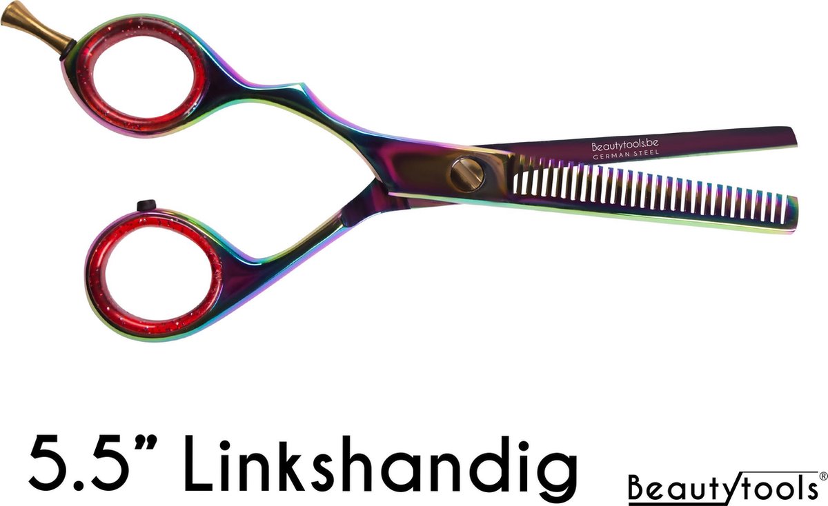 BeautyTools GOLD LINE Uitdunschaar / Effileerschaar Linkshandig voor Dik Haar - Rainbow LeftThin(5.5 Inch) - (RS-1314)