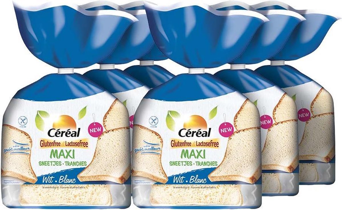 6x Cereal Maxi Brood Wit Glutenvrij En Lactosevrij 350 gr