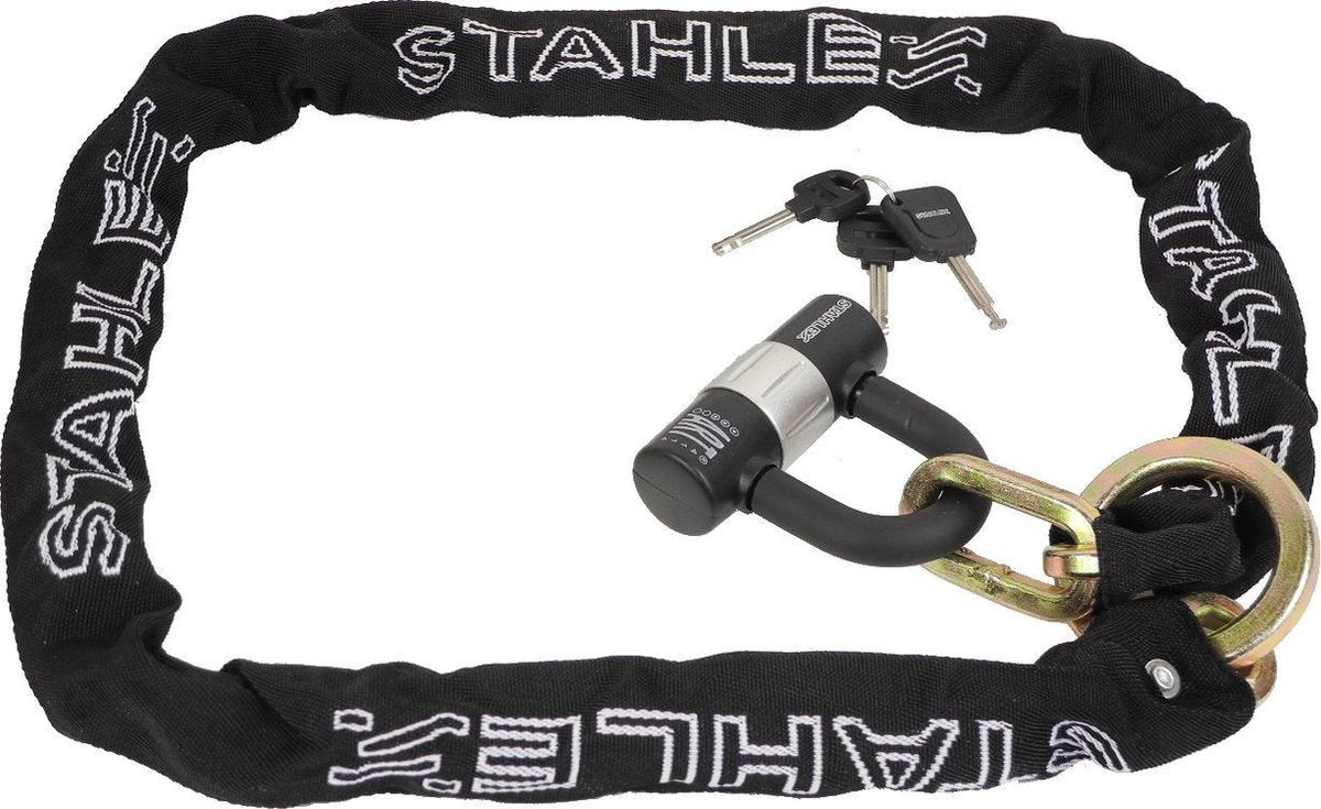 Stahlex Kettingslot met Hangslot - Ø10mm / 140cm / ART3 - Gehard Staal - Scooterslot - Motorslot - Zwart
