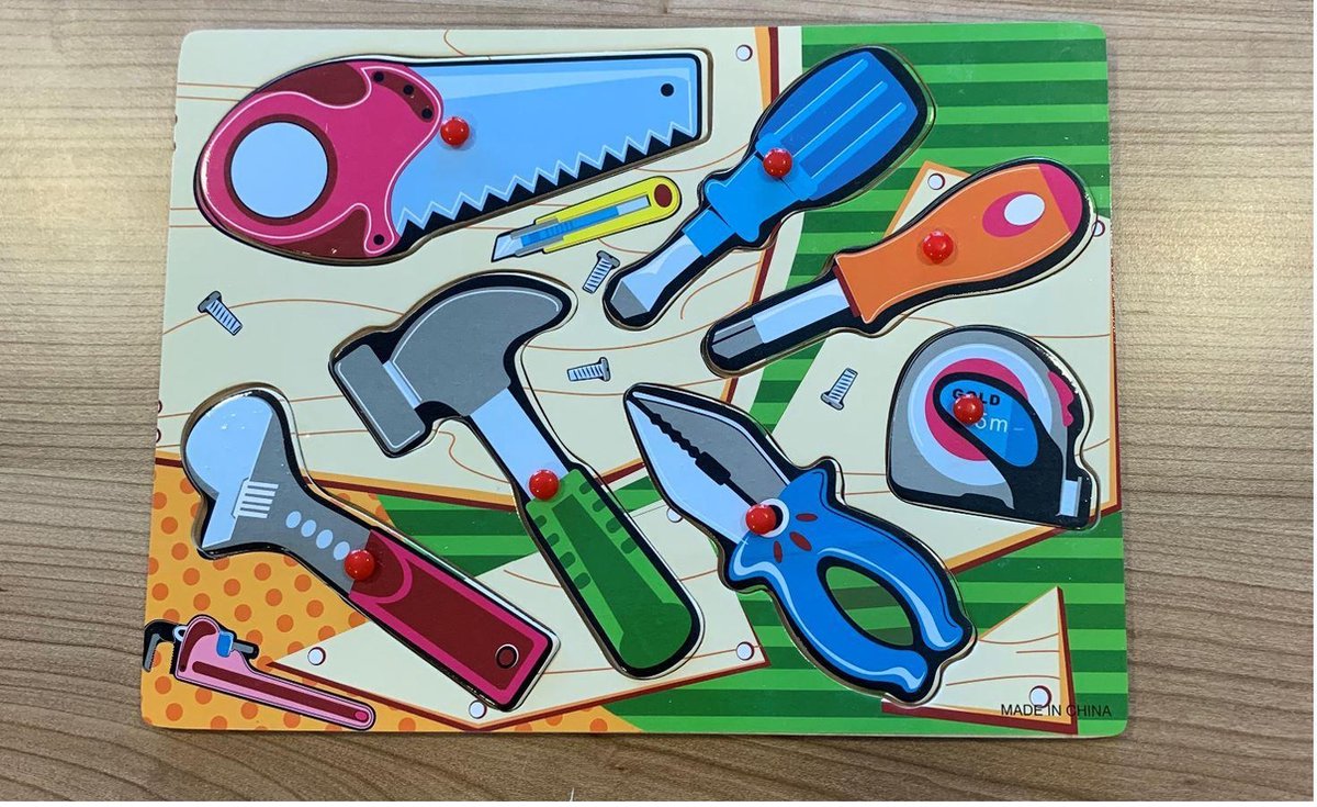 Houten kinderpuzzel | educatief | gereedschap | vormenpuzzel | kinderen | 7-delig | extra groot |