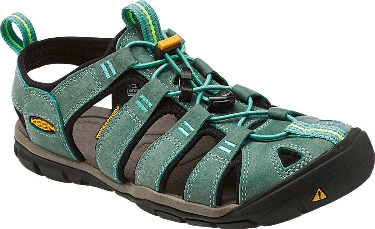 KEEN Dames Clearwater Leather CNX Mineral Blue/Yellow Sandaal - Maat 40.5