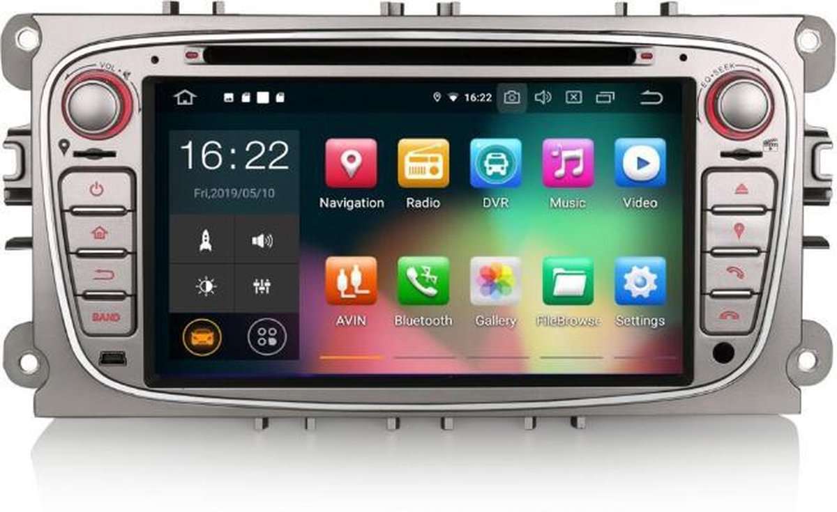 Voltario® 7 “ Android 9.0 Autoradio voor Ford Focus S-Max 2008-2011. Beschikt over navigatie