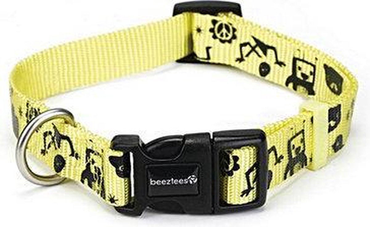Beeztees - Halsband Monster geel - 20-30cm - hondenriem
