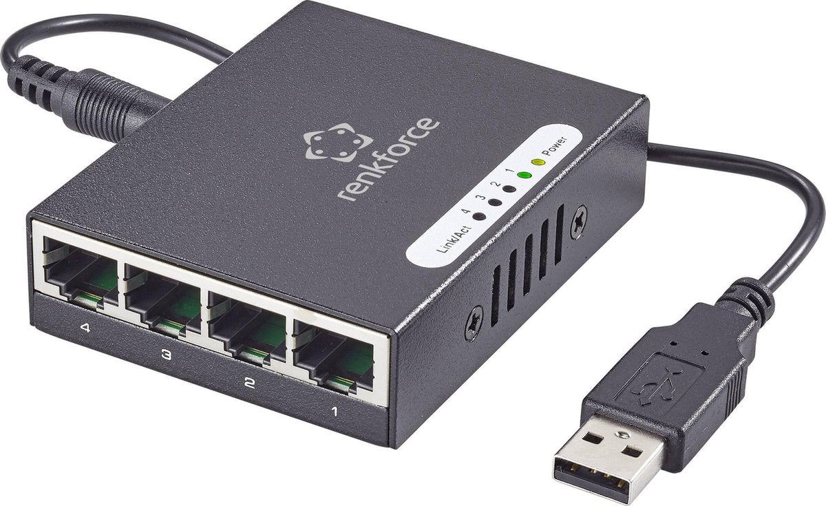 Renkforce RF-4270245 Netwerk switch 4 poorten 1 Gbit/s USB-stroomverzorging