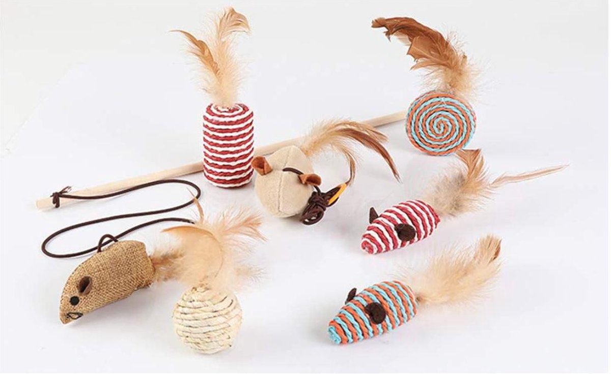 MELITE Luxe Kattenspeeltjes Set - 7 Speeltjes - Interactieve Kattenhengel