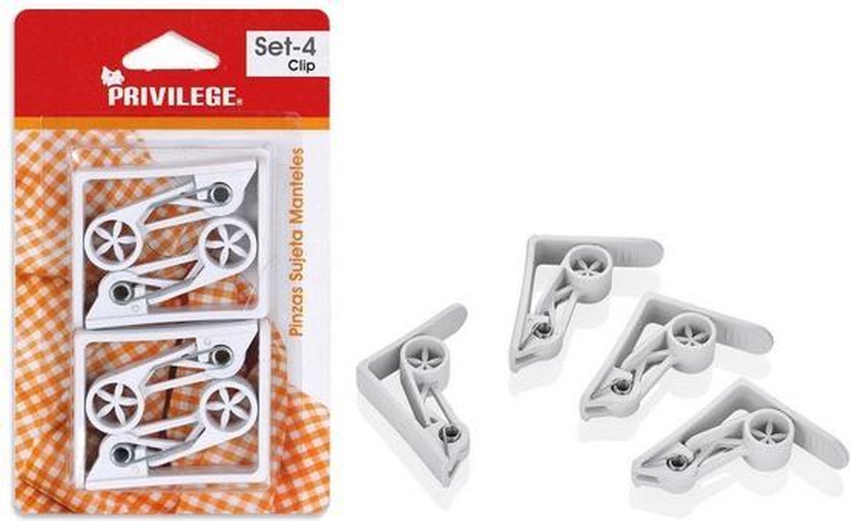 Tablecloth Clip Privilege White 4 Uds