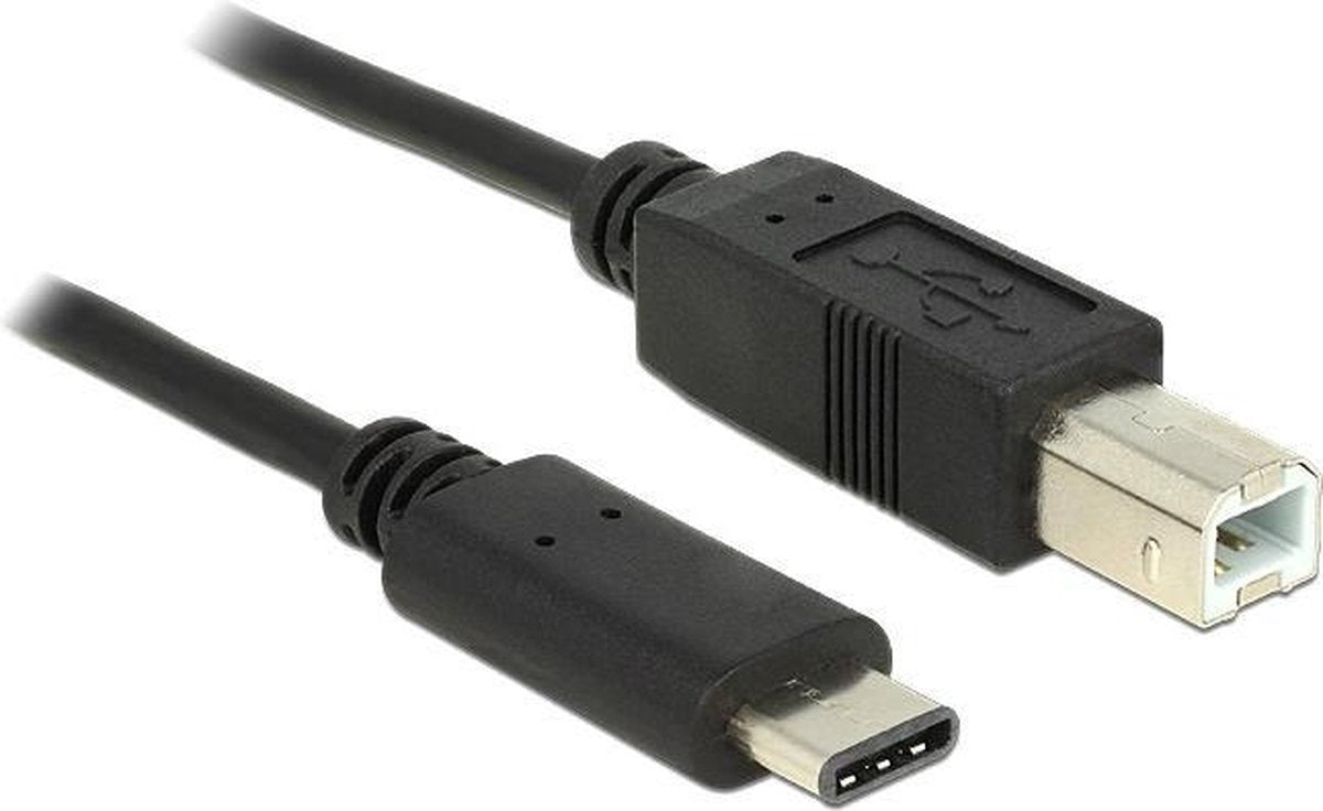 Transmedia USB-C naar USB-B kabel - USB2.0 - tot 3A / zwart - 1