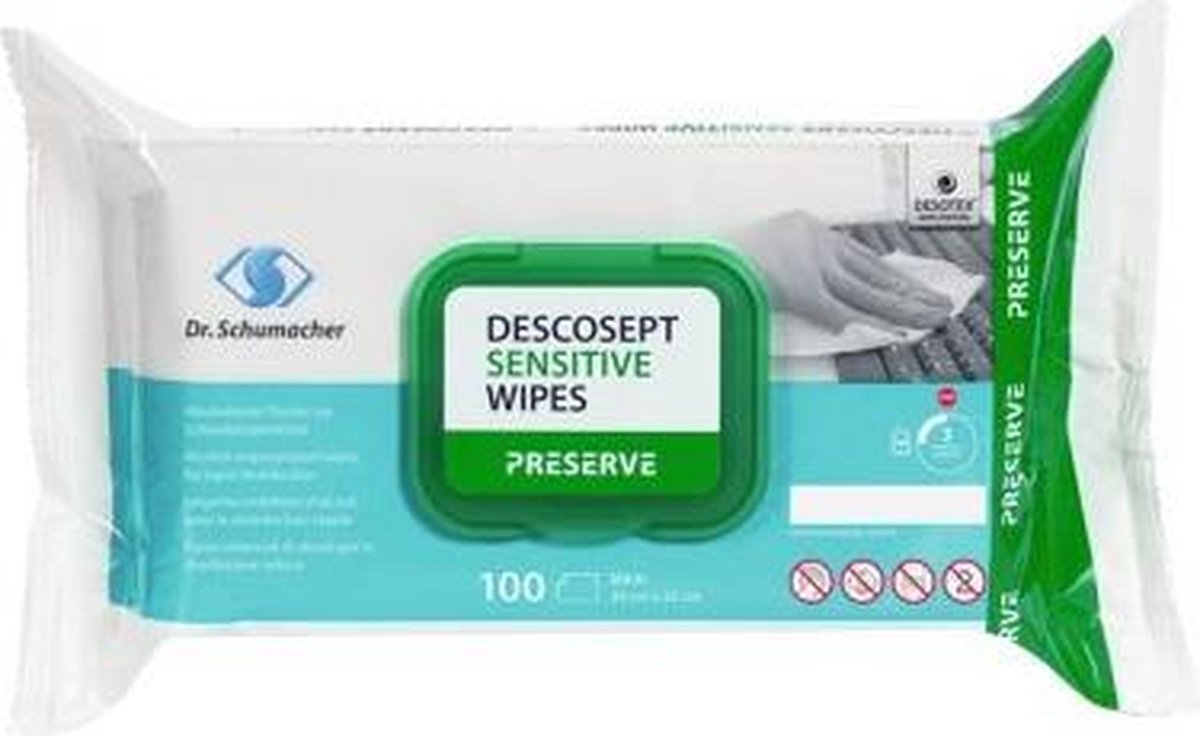 Ontsmettingsdoekjes Descosept Sensitive Wipes - Alcoholische doekjes - 100 stuks