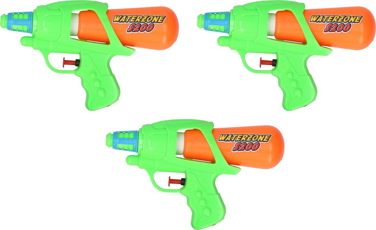 3x Waterpistool/waterpistolen groen/oranje 20 cm