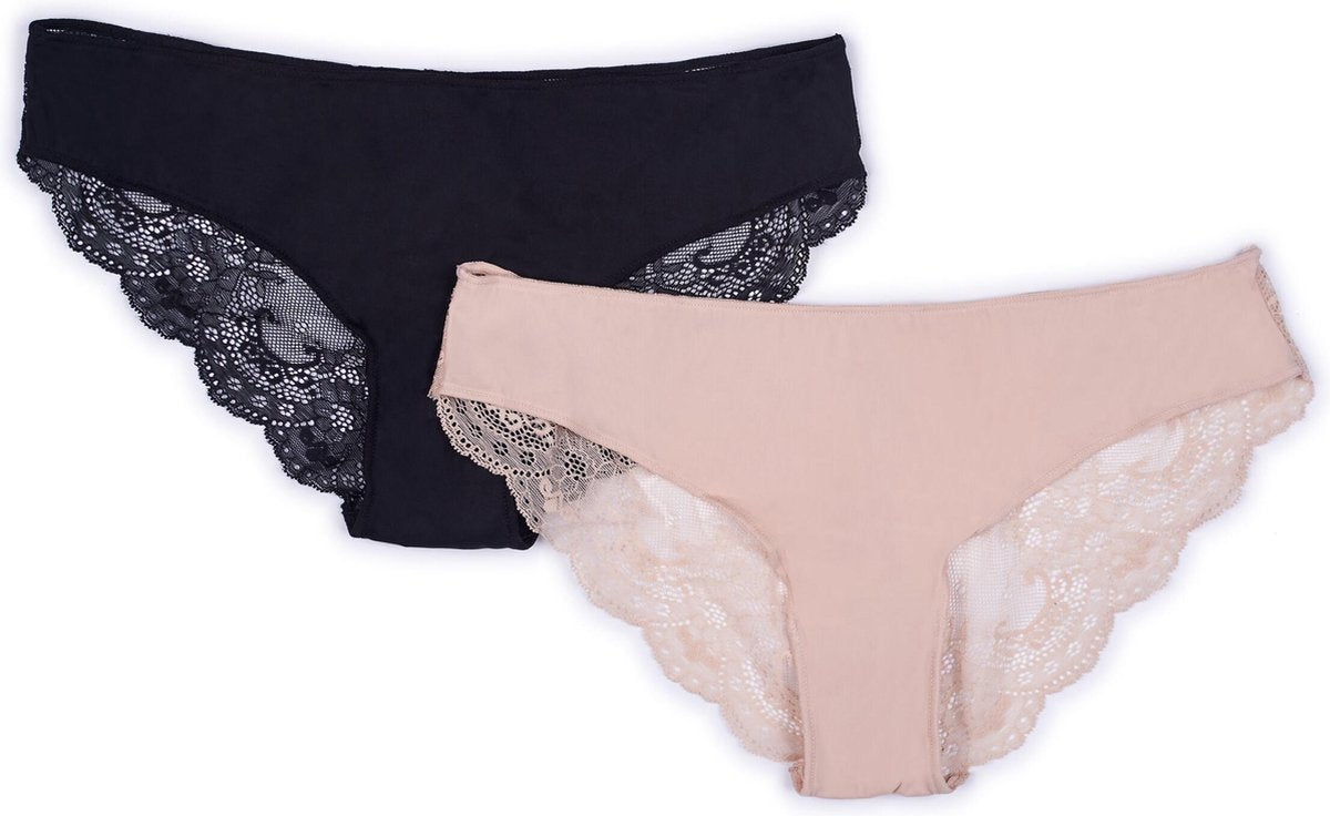 Promise - Sweet Basics Slip Lace-Back 3 - maat M - Beige Zwart