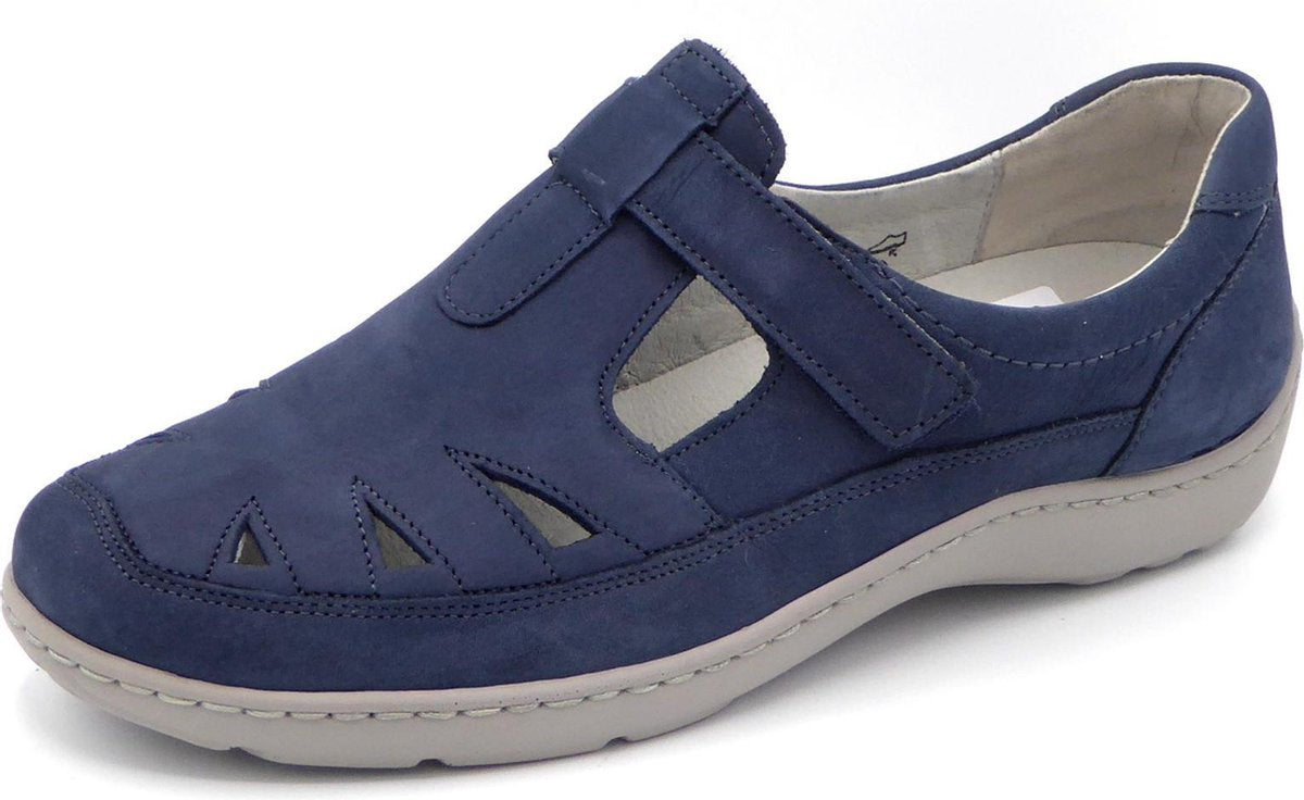 Waldläufer  Dames T-bandschoen 496510-191-207 Jeansblauw - Henni Wijdte H  - Maat 6½