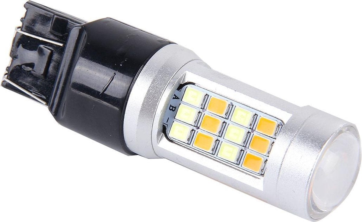 2 STUKS T20 / 7443-42LED 20W 21 * 2835W + 21 * 2835Y Wit + geel licht Richtingaanwijzerlicht met Len. DC 12-24V
