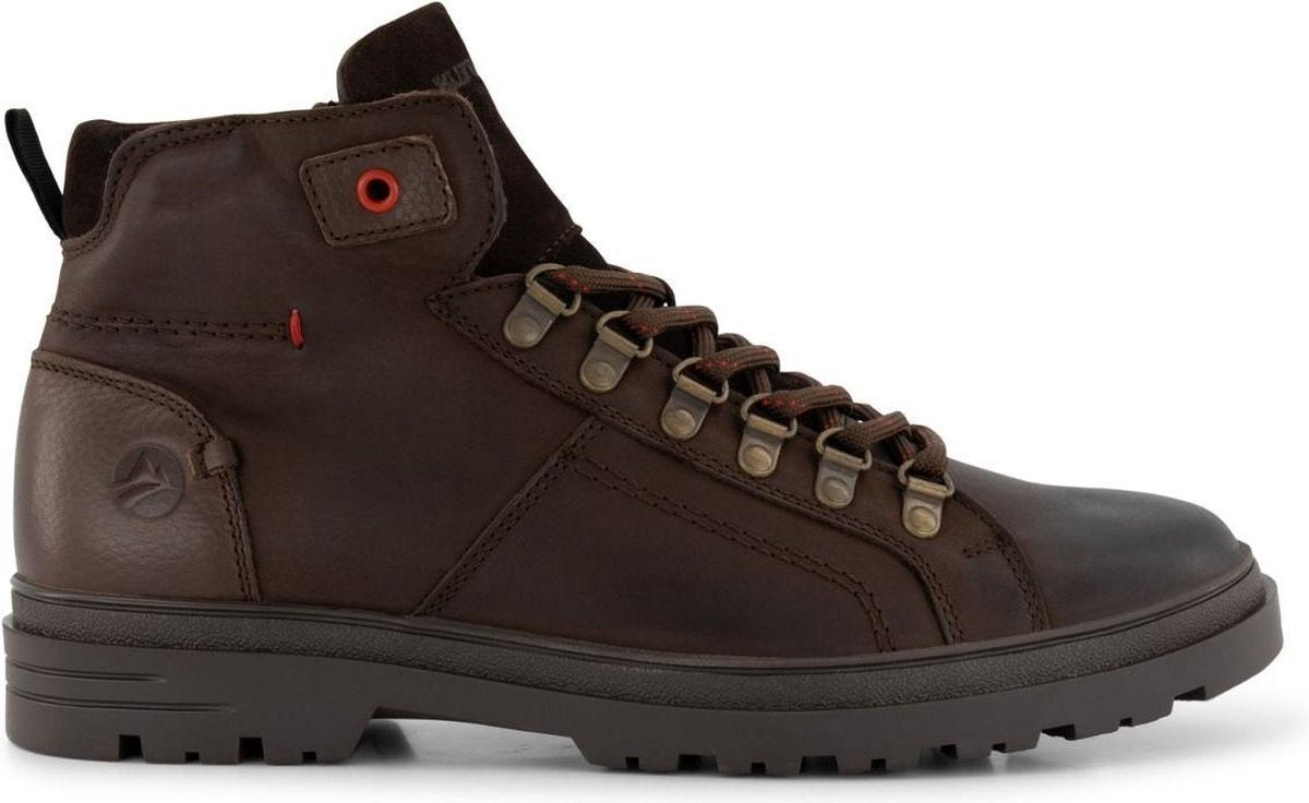 Travelin' Skaidi Heren - Comfort leren veterschoenen met rits - Sneakers - Donkerbruin Leer - Maat 40
