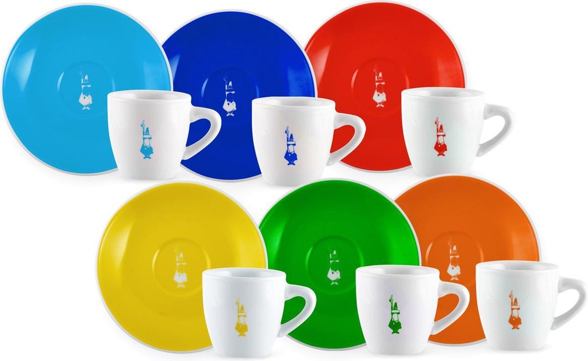 Bialetti Le Colorate espresso kop en schotel - set van 6 stuks