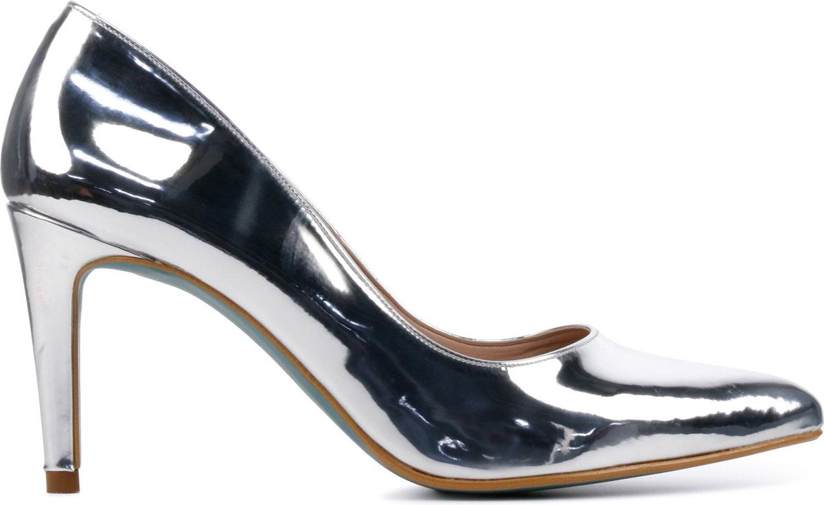 Giulia Vrouwen Leren  Pumps / Damesschoenen Naaldhak hoogte 8 cm en hoger   - Giulia 8 lak - Zilver - Maat 39