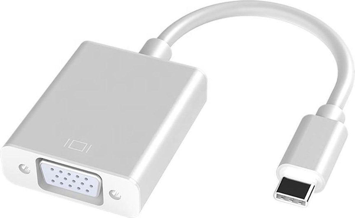 USB-C naar VGA adapter kabel USB Type C voor o.a. Macbook / Chromebook / Acer / Dell / HP / Lenovo - Wit