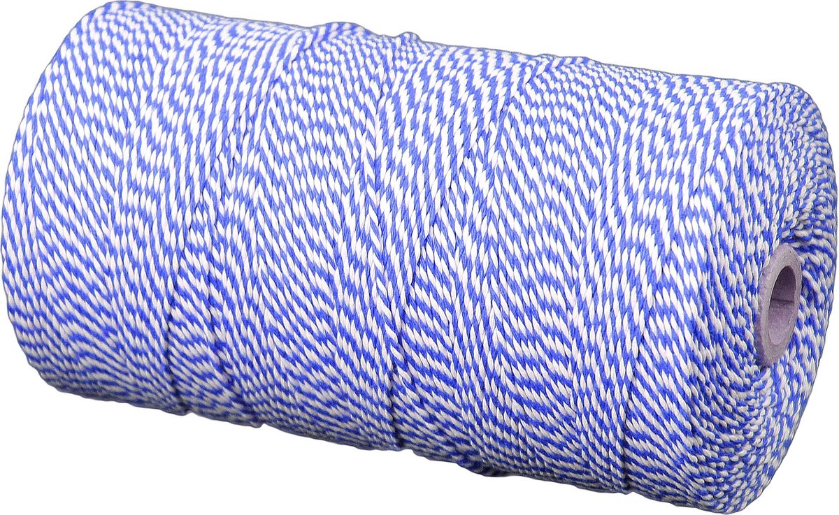 Katoenkoord - Blauw Wit - Touw - spoel 100gr - 130 mtr - dikte 1