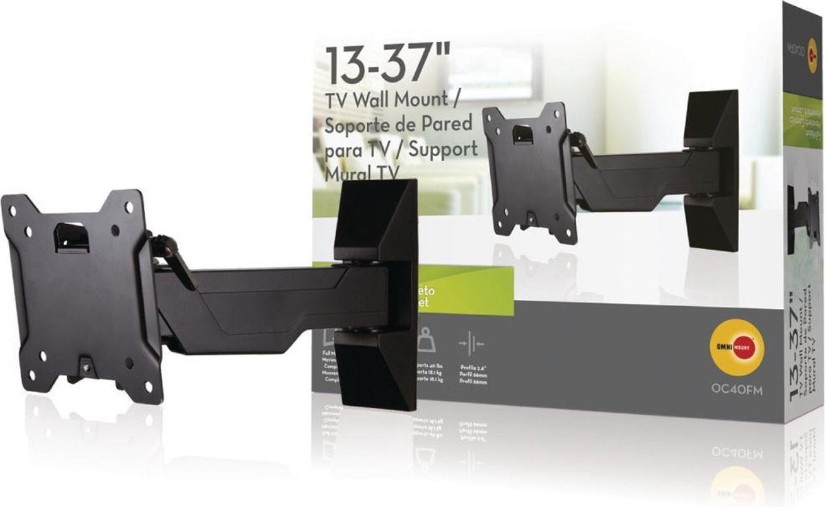 Omnimount Kantelbare en draaibare muurbeugel geschikt voor tv's van 13 t/m 37 inch