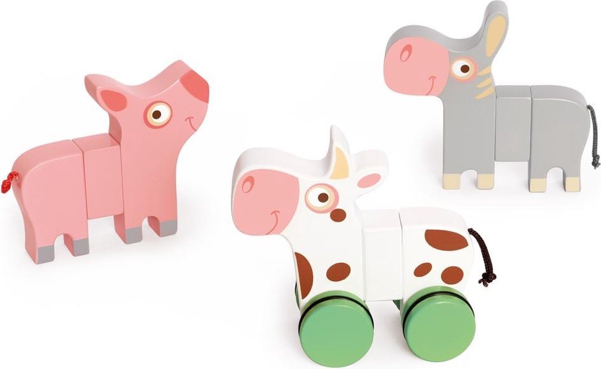 Magnetische houten Boerderijdieren op wielen | Scratch