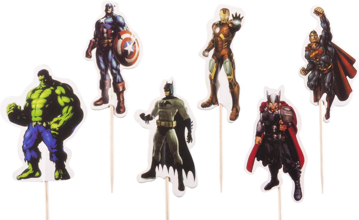 Marvel Avengers superhelden |24 stuks|cupcake - cupcake decoratie - cupcake versiering - cupcake toppers - taart decoratie - taartversiering