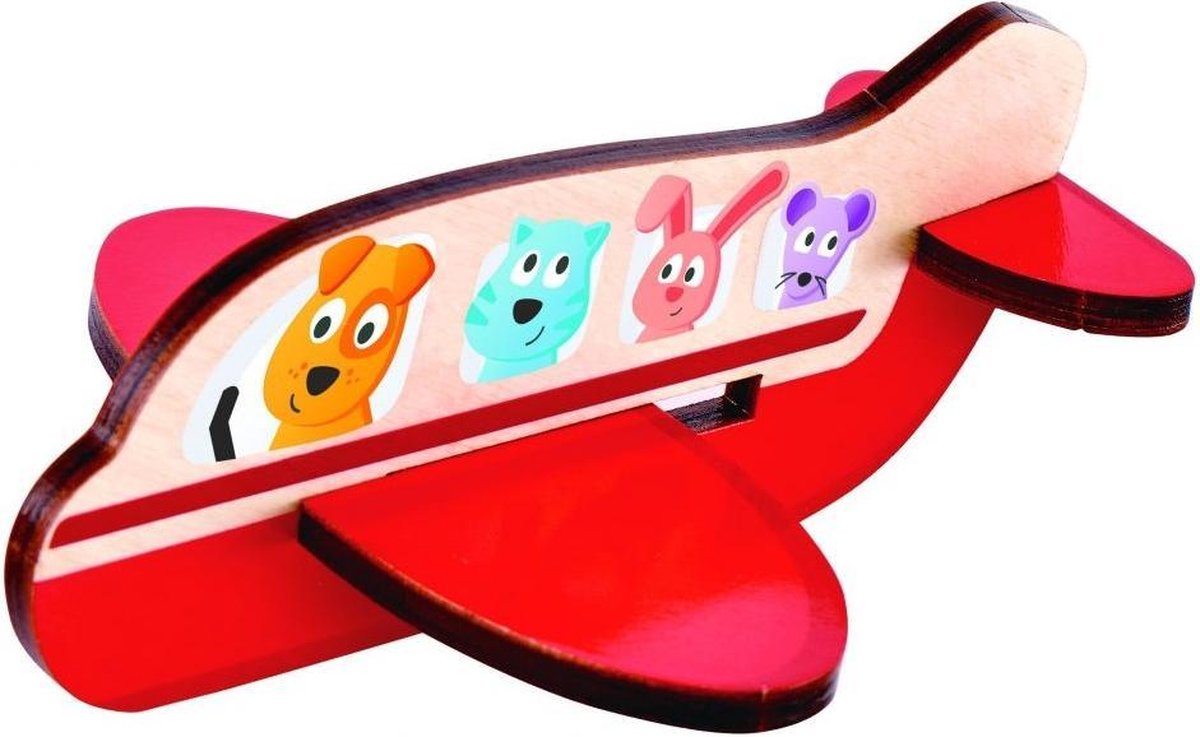 Hape Vormenpuzzel Airplane Junior Hout Rood 3 Stukjes