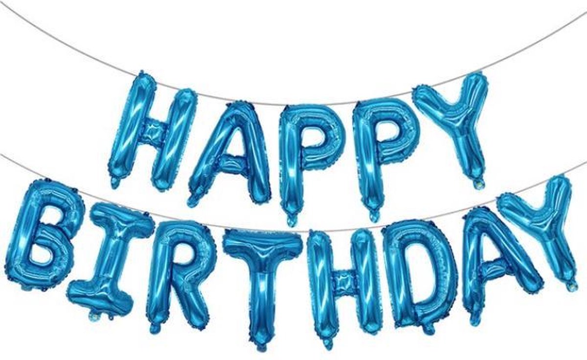 Folie-ballonnen 16 INCH / 40 CM met letters 'HAPPY BIRTHDAY' BLAUW (31264)