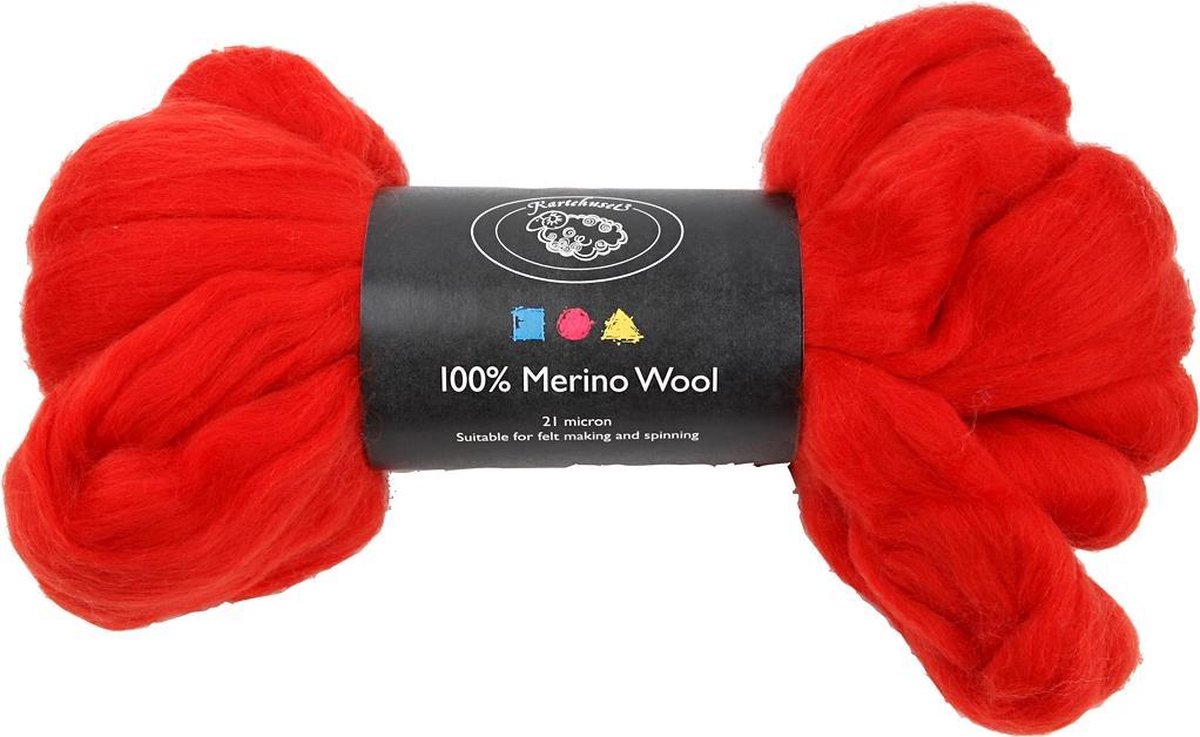 Kartehuset Wol Merino 21 Micron Rood 100 Gram Per Bol