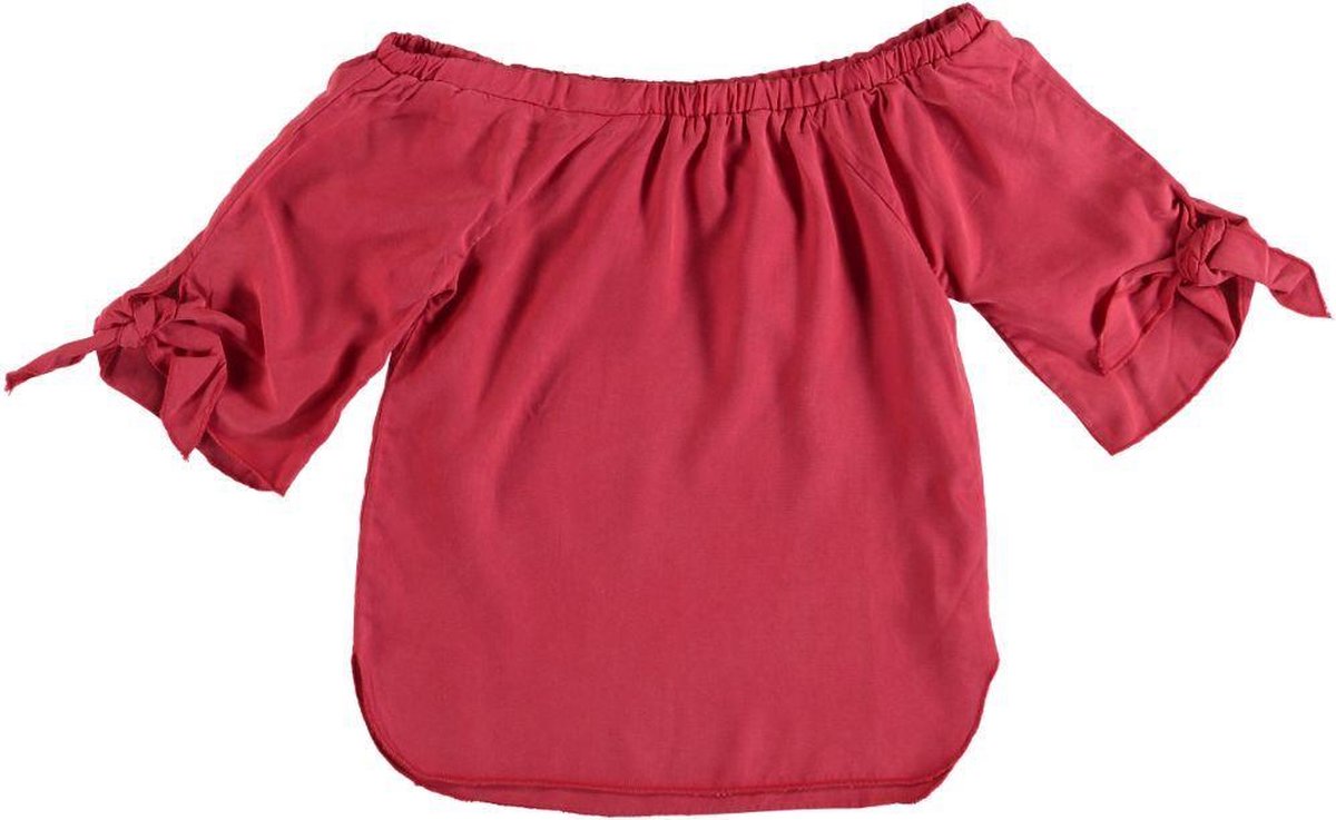 Geisha stevig zacht rood off shoulder shirt van stevig lyocell - Maat 128