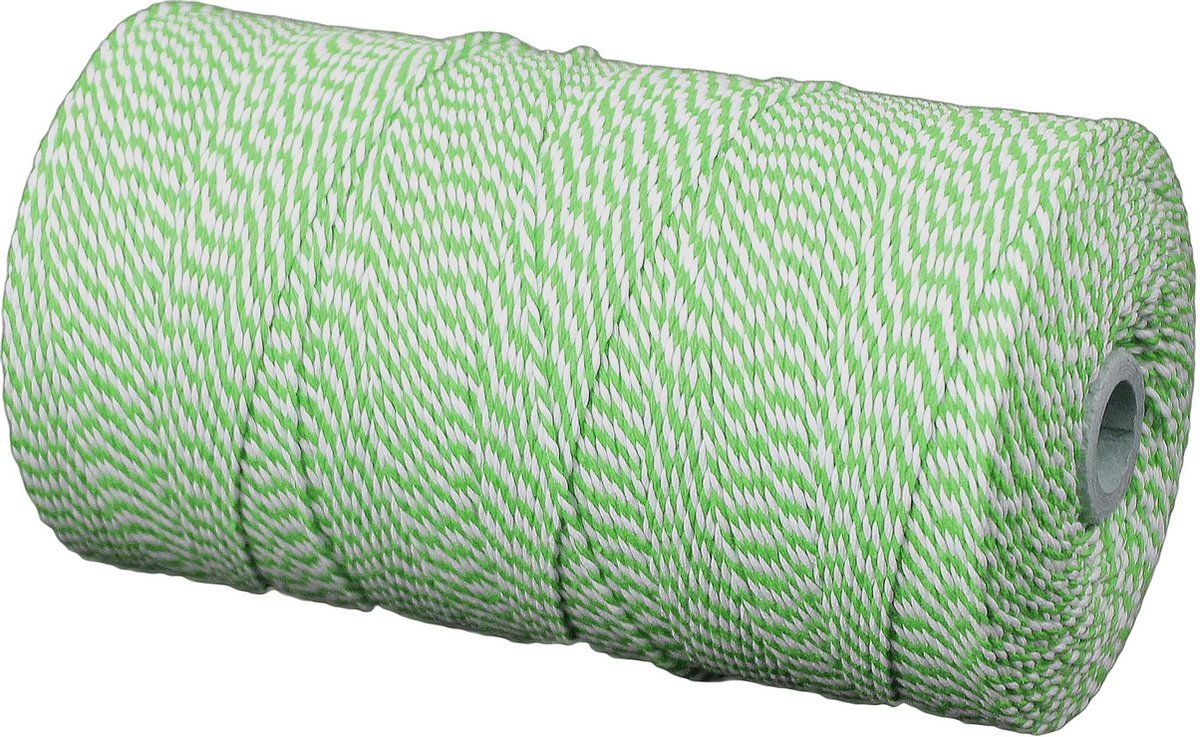 Katoenkoord - Groen Wit - Touw - spoel 100gr - 130 mtr - dikte 1
