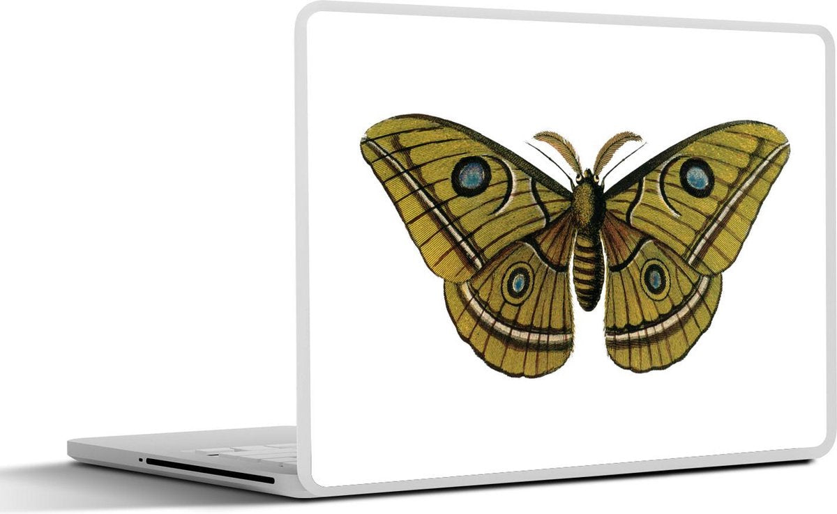 Laptop sticker - 10.1 inch - Illustratie van een groene vlinder met blauwe ogen