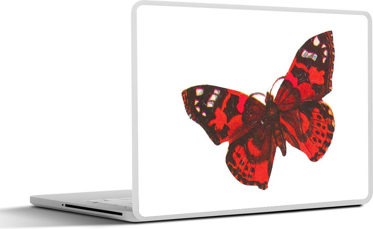Laptop sticker - 10.1 inch - Illustratie van een rood met zwarte vlinder