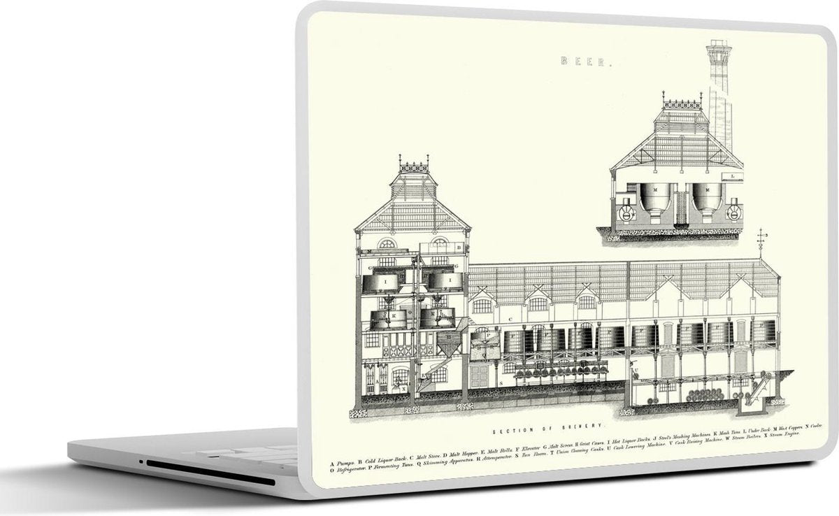 Laptop sticker - 10.1 inch - 19e-eeuwse illustratie van een bierbrouwerij
