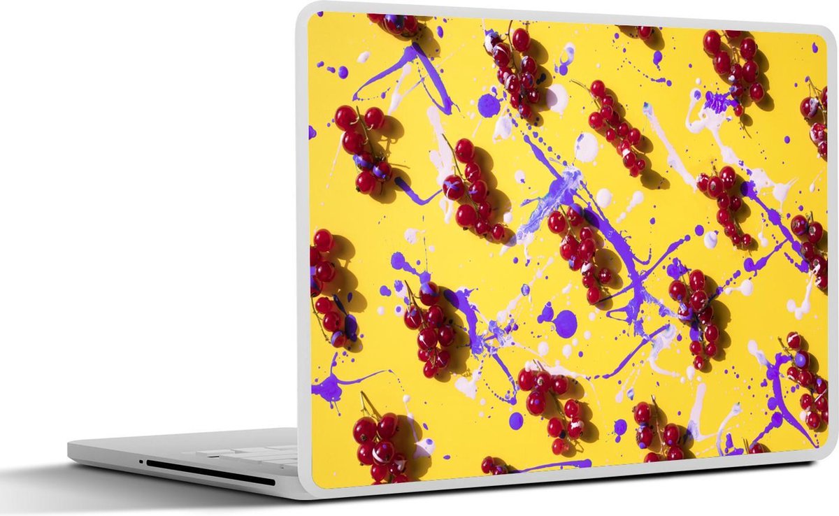 Laptop sticker - 10.1 inch - Abstracte bessen op gele achtergrond