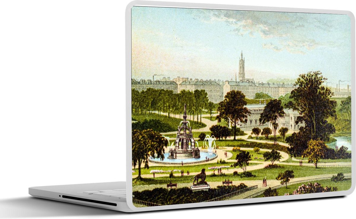 Laptop sticker - 10.1 inch - Illustratie van West End park in de Schotse stad Glasgow
