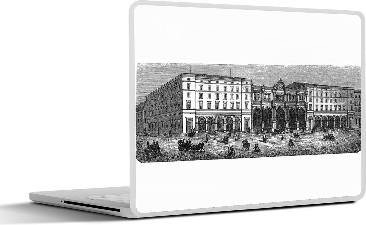 Laptop sticker - 10.1 inch - Illustratie van het stationsgebouw van Stuttgart in Duitsland