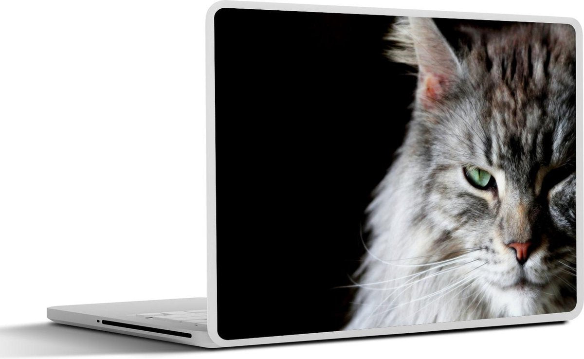 Laptop sticker - 10.1 inch -  een grijs gekleurde Maine Coon kat
